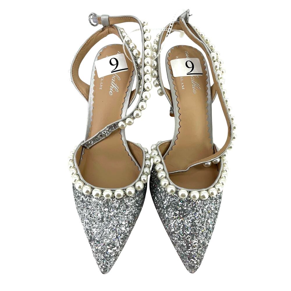 Nicola Bathie x Antonio Melani Glitter Pearls Ankle Strap Heels Size 9 Wedding - Picture 4 of 10
